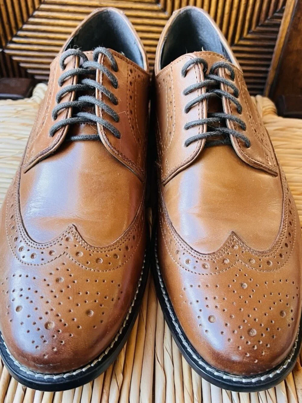 Nunn Bush Sz 8.5 Oxford Nelson 84525 221 Wingtip London Tan Cognac Leather